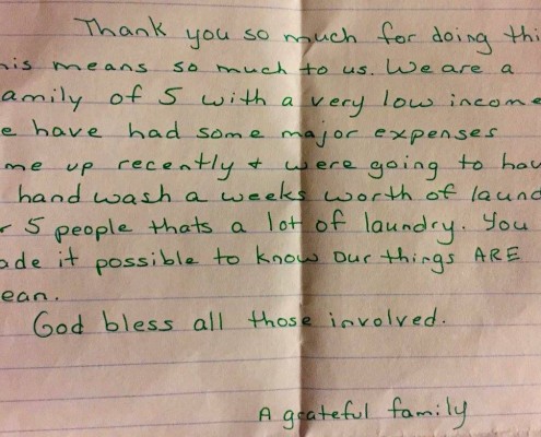 A touching letter written by a family we were able to help