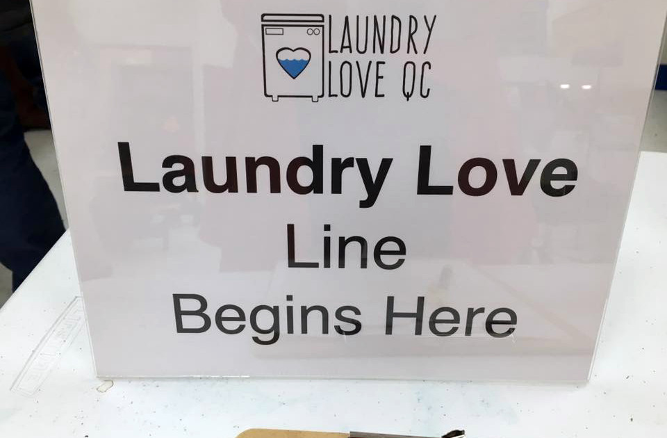 Sign up sheet for free laundry by Laundry Love QC