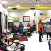 People waiting at the Quad Cities Free Laundry evnt in January 2017