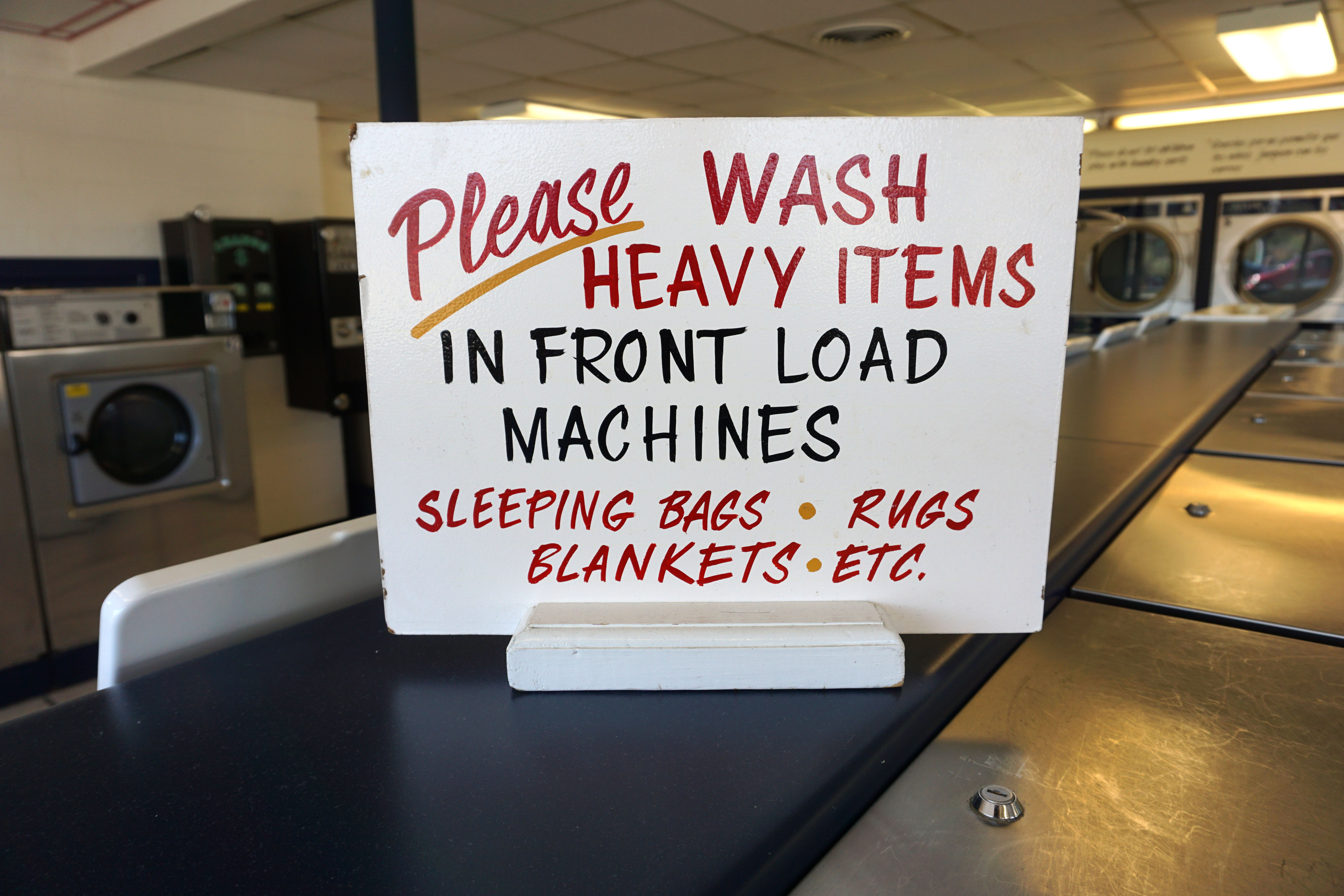 Please wash heavy items in front load machines sign inside Coralville ...